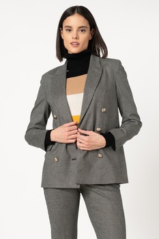 Pennyblack, Sacou din amestec de lana, cu doua randuri de nasturi Balneare, Gri/Negru Pennyblack, Sacou din amestec de lana, cu doua randuri de nasturi Balneare, Gri/Negru