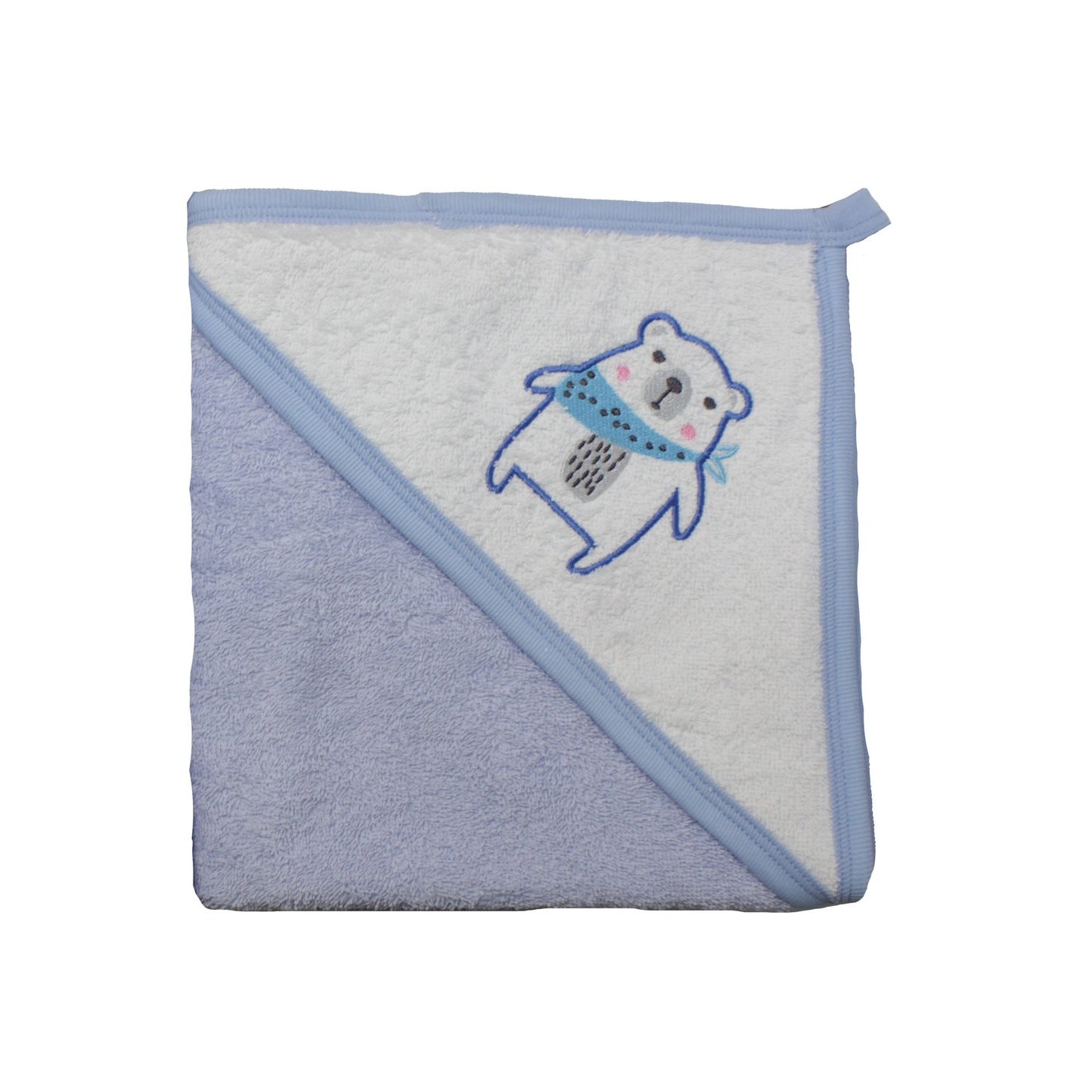 Prosop bumbac, albastru, ursuletul cu esarfa, 80x100cm