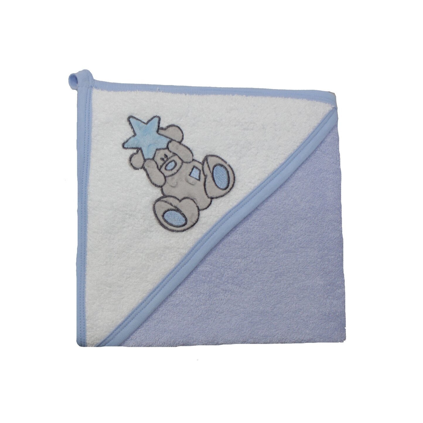 Prosop bumbac, albastru, ursulet cu steluta, 80x100cm