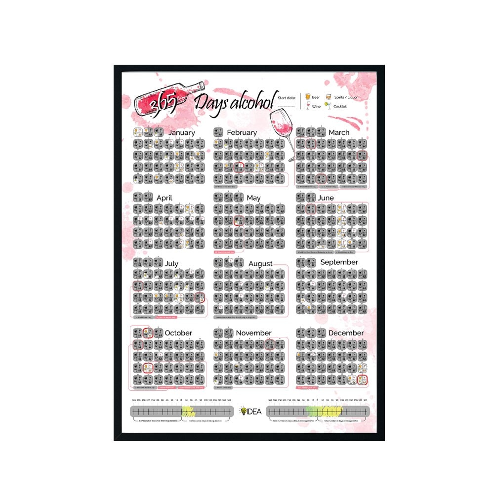 Calendar razuibil Shantovo, Monitorizare consum de alcool, 68x48 cm