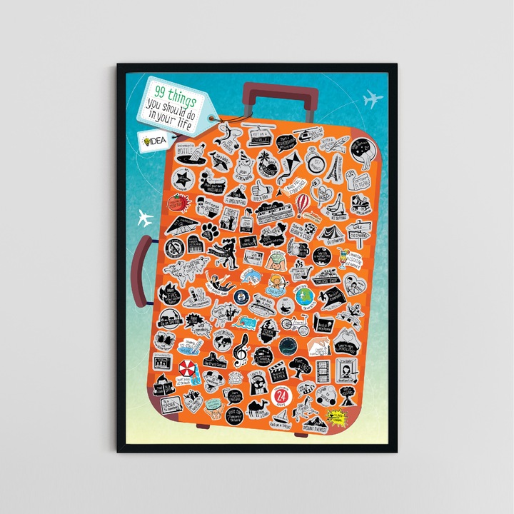 Скреч постер 99 неща, които да направиш през живота си ШантавоЕ 68х48см