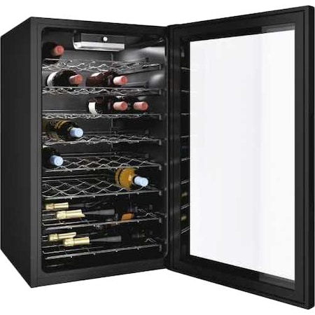 Vitrina de vinuri Candy CWC150 EU, 41 sticle, Clasa B, MonoZone, Usa sticla antiUV, Negru
