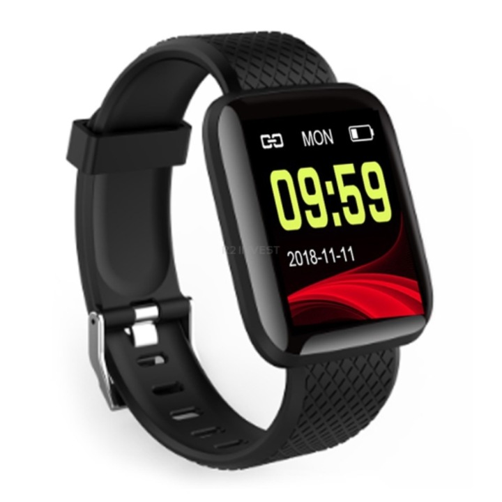 Фитнес Смарт Гривна Planet Tech M1116 Mi Band, Крачкомер, Калории, Пулсомер, Фитнес, Bluetooth, Напомняне за повикване, Черна