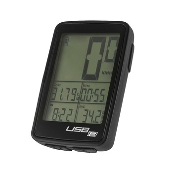 Ciclocomputer Force USB 13F fara fir, Negru Ciclocomputer Force USB 13F fara fir, Negru