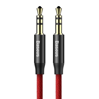 Cablu audio, Baseus, M30, AUX, jack 3,5 mm, Conectori placati cu aur 24k, Lungime 150 cm, Rosu/Negru, Tip snur Cablu audio, Baseus, M30, AUX, jack 3,5 mm, Conectori placati cu aur 24k, Lungime 150 cm, Rosu/Negru, Tip snur