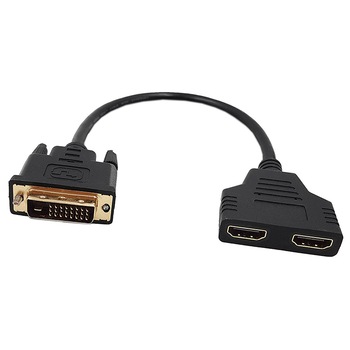 Cablu DVI la HDMI, Cablu DVI Tata 24 1 Pin la cablu adaptor Splitter dual Hdmi 1080p video Convertor, Negru, BBL1264 Cablu DVI la HDMI, Cablu DVI Tata 24 1 Pin la cablu adaptor Splitter dual Hdmi 1080p video Convertor, Negru, BBL1264