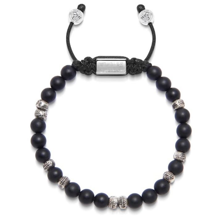 Bratara Onix Mat si argint 925 Dual Stax