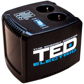 Stabilizator de Tensiune TED, Putere Stabilizata 500 A, Tensiune Intrare 145 - 280 V, Indicator Optic LED, Tensiune cu Unda Sinusoidala, Protectie Suprasarcina & Supraincalzire, Design Ergonomic, Negru Stabilizator de Tensiune TED, Putere Stabilizata 500 A, Tensiune Intrare 145 - 280 V, Indicator Optic LED, Tensiune cu Unda Sinusoidala, Protectie Suprasarcina & Supraincalzire, Design Ergonomic, Negru