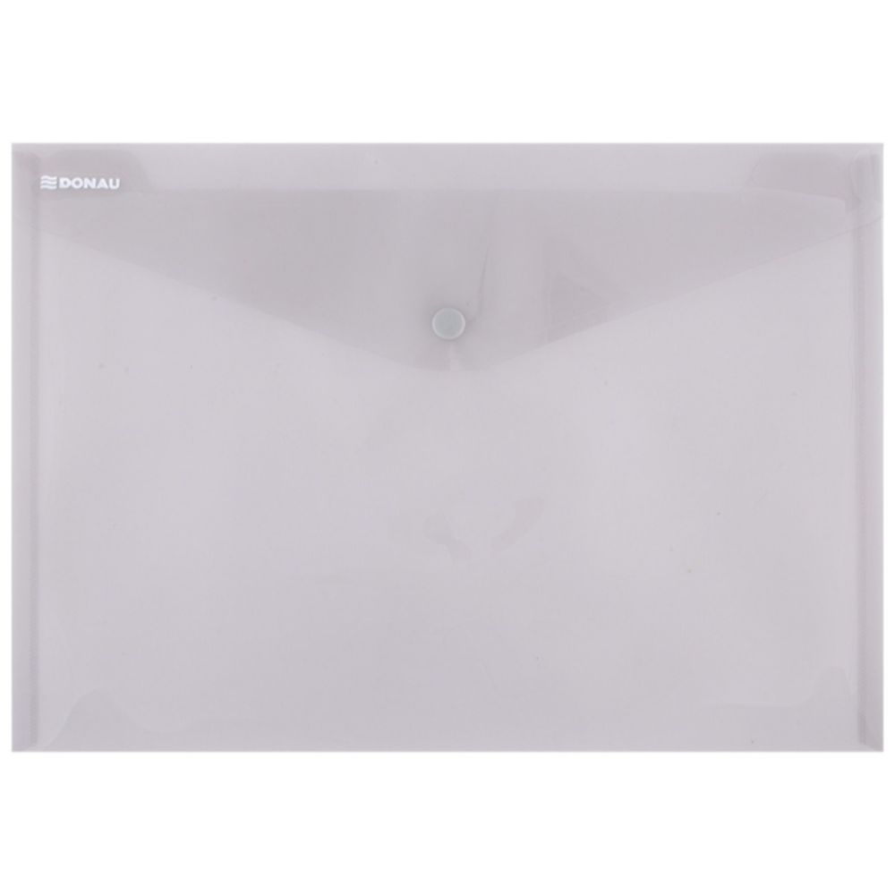 Set 12 Mape din Plastic A4 DONAU cu Capsa si Clapeta in V, 330x235 mm, Polipropilena 180 Mic, Culoare Fumurie