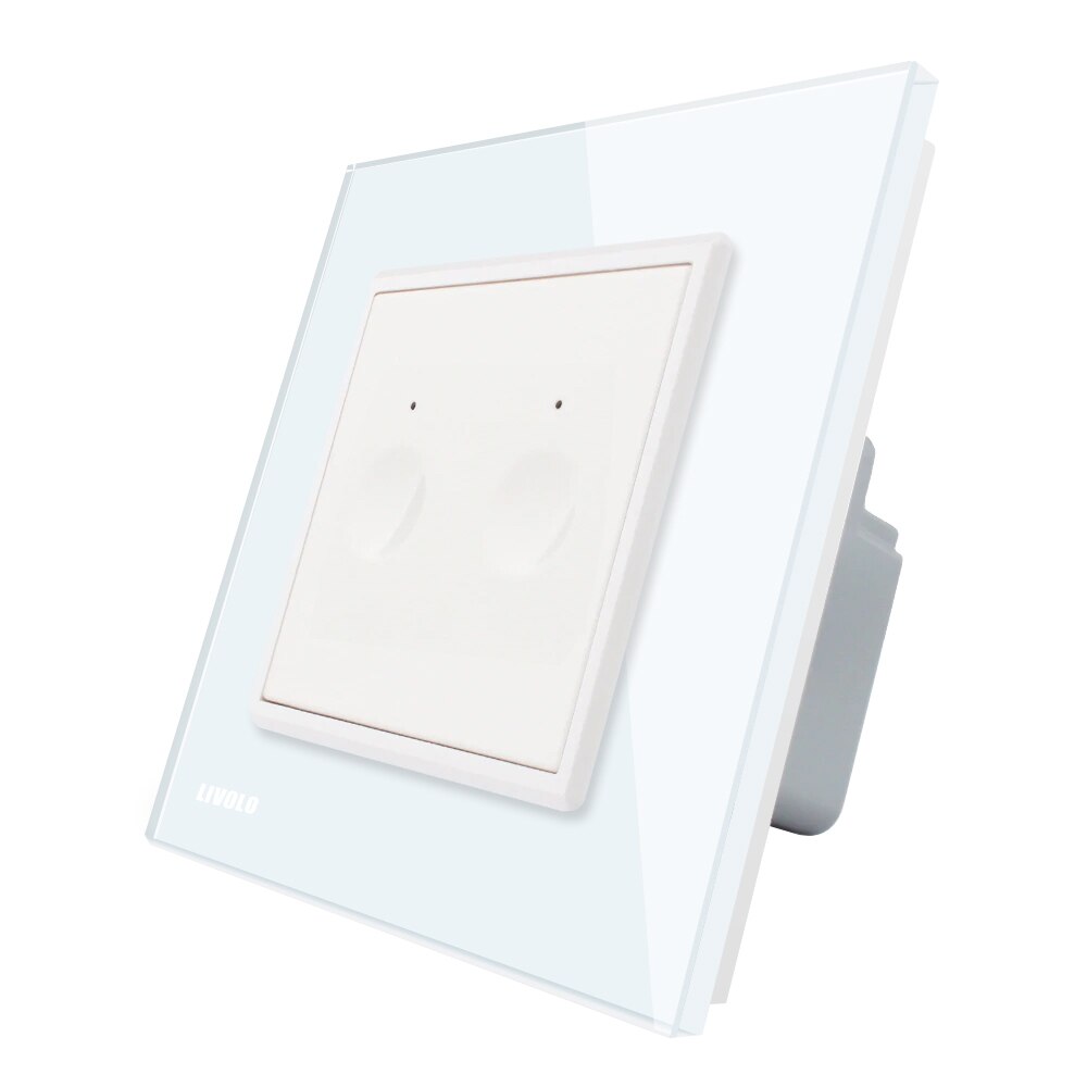Intrerupator dublu cap scara / cap cruce wireless Livolo din sticla, Serie noua