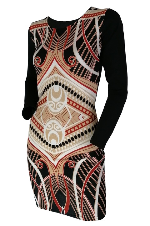Rochie dama, imprimeu aztec, Multicolor