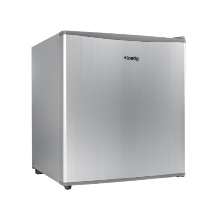 Frigider minibar H.Koenig, FGX490, 45 litri, H 51 cm, compartiment gheata 4 litri, termostat reglabil, usa reversibila, compresor, picioare ajustabile, compact, design modern, gri