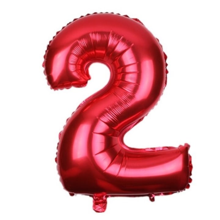 Balon cifra din folie metalizata, Domi Party&Gifts , cifra 2, rosu, 100cm