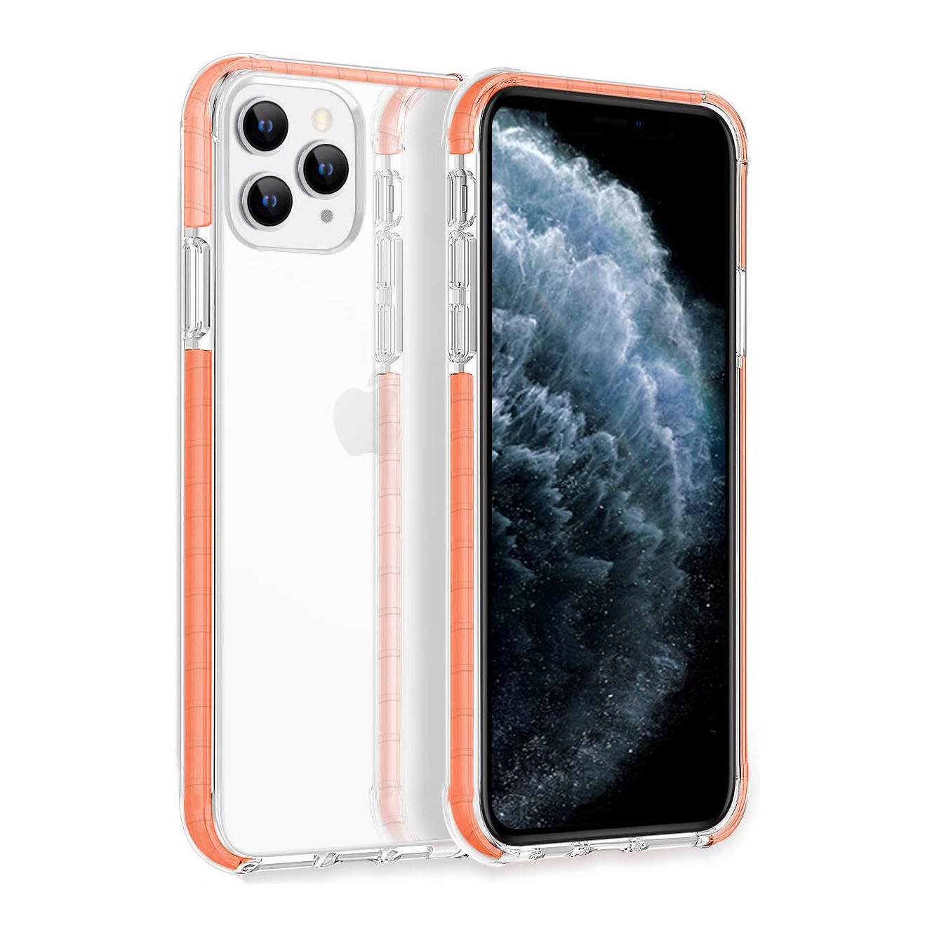 Husa iPhone 11 PRO MAX, Hybrid Antisoc, carcasa spate PC transparenta cu Bumper, Orange