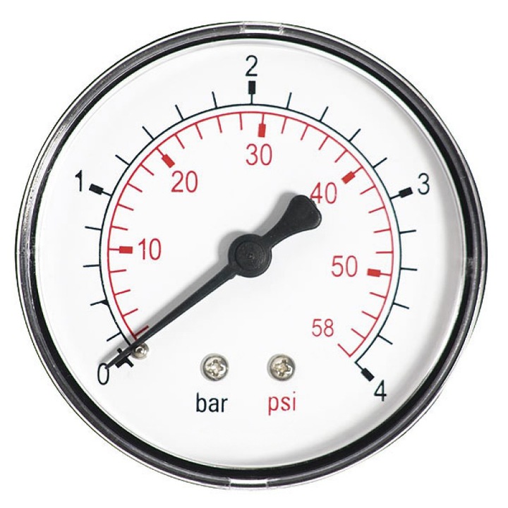 Manometru Ferro, 63mm, 1/4" BSP, 4bar, Alama