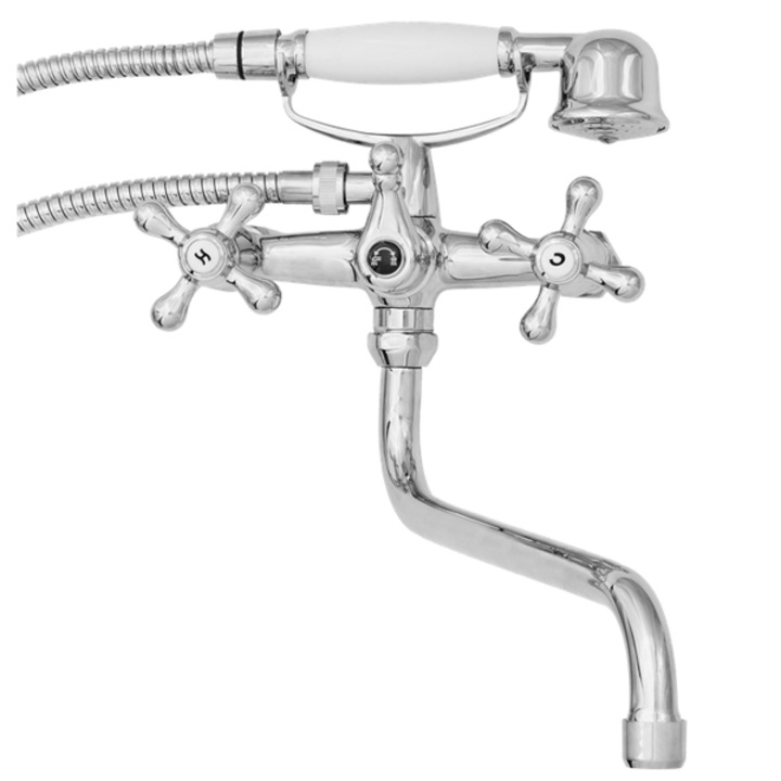 Смесител за душ Invena, 1/2"BSP, маркуч 150 см, месинг, хром