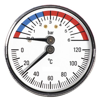 Termomanometru Ferro, 0-120C, 0-6 bar, 63 mm Termomanometru Ferro, 0-120C, 0-6 bar, 63 mm
