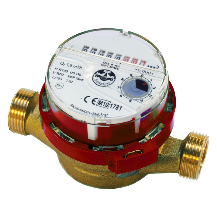 Apometru inteligent Powogaz, 3/4" x 1" BSP, Apa calda