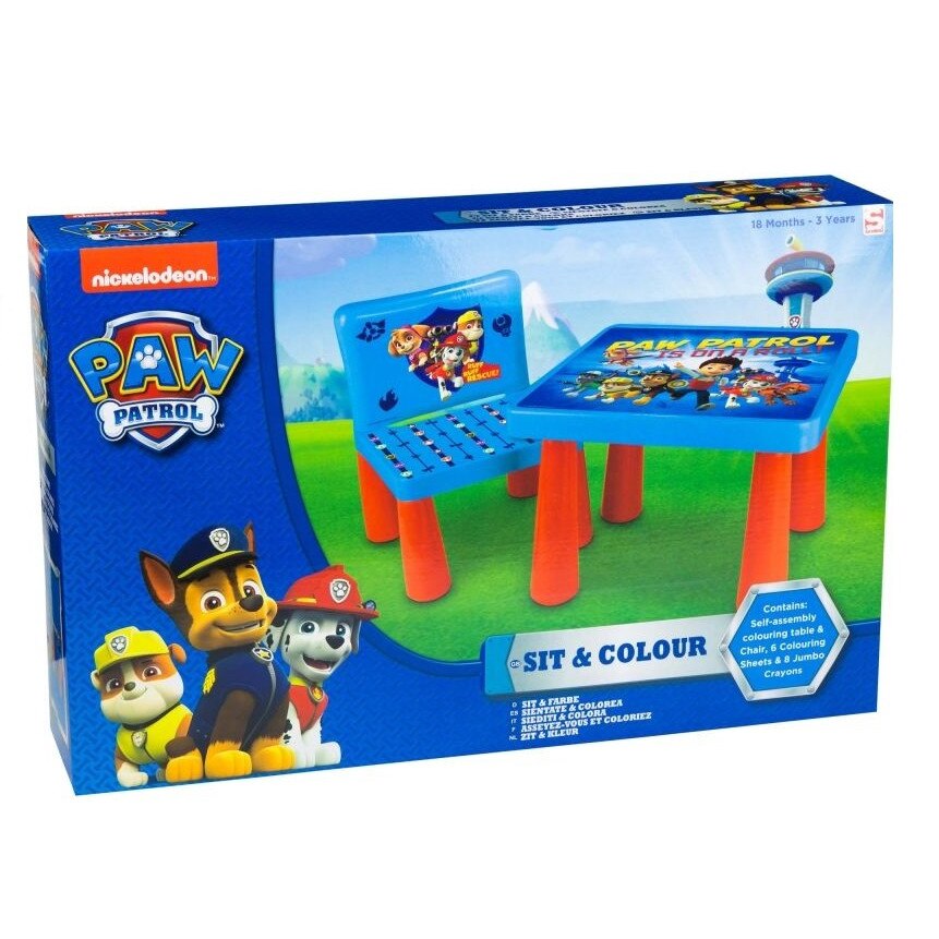 Set masa de colorat si scaun plastic + accesorii, Paw Patrol 18 luni-3 ani Multicolor