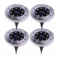 set 4 lampi solare gradina tip spot 8 leduri rezistent la apa  grad de protectie ip65 argintiu metalsticla otel inoxidabil gaia imagen 44_0_
0