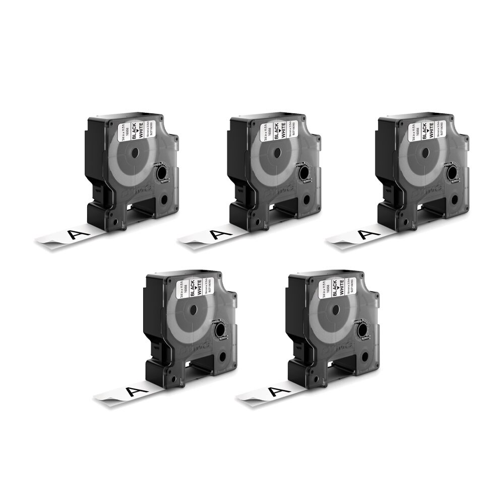 Etichete DYMO ID1, nailon flexibil, 19mm x 3.5m negru/alb x 5 buc, 18489