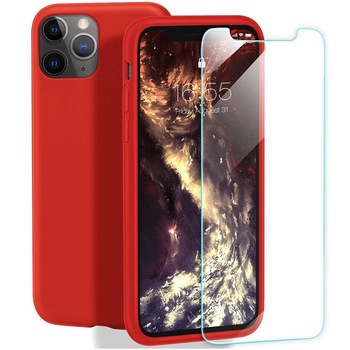 Set Husa protectie pentru Apple iPhone 11 Pro, Ultra Slim, Ultra Soft, Rosu Mat + Folie Profesionala Joyshell, cu sticla securizata Asahi Japonia Set Husa protectie pentru Apple iPhone 11 Pro, Ultra Slim, Ultra Soft, Rosu Mat + Folie Profesionala Joyshell, cu sticla securizata Asahi Japonia
