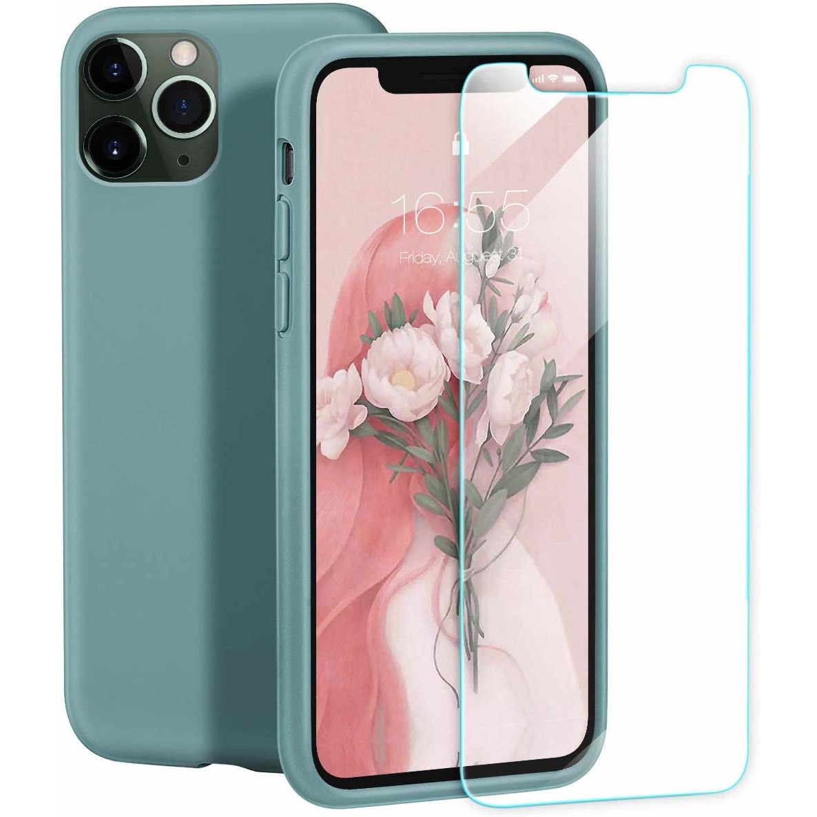 Set Husa protectie pentru Apple iPhone 11, Ultra Slim, Ultra Soft, Verde + Folie Profesionala Joyshell, cu sticla securizata Asahi Japonia
