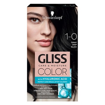 Vopsea de par permanenta Gliss Color 1-0 Negru Intens, 143 ml Vopsea de par permanenta Gliss Color 1-0 Negru Intens, 143 ml
