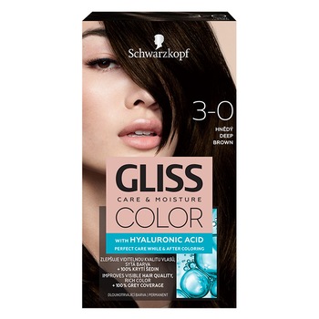 Vopsea de par permanenta Gliss Color 3-0 Saten intens, 143 ml Vopsea de par permanenta Gliss Color 3-0 Saten intens, 143 ml