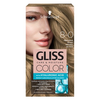 Vopsea de par permanenta Gliss Color 8-0 Blond Natural, 143 ml
