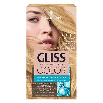 Vopsea de par permanenta Gliss Color 9-0 Blond Deschis Natural, 143 ml Vopsea de par permanenta Gliss Color 9-0 Blond Deschis Natural, 143 ml