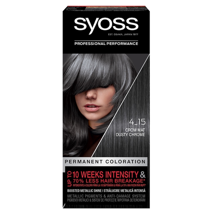 Vopsea de par permanenta Syoss Color Baseline 4-15 Crom Mat, 115 ml