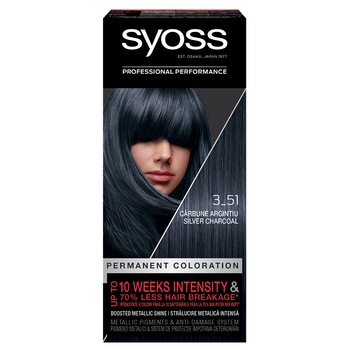 Vopsea de par permanenta Syoss Color Baseline 3-51 Carbune Argintiu, 115 ml Vopsea de par permanenta Syoss Color Baseline 3-51 Carbune Argintiu, 115 ml