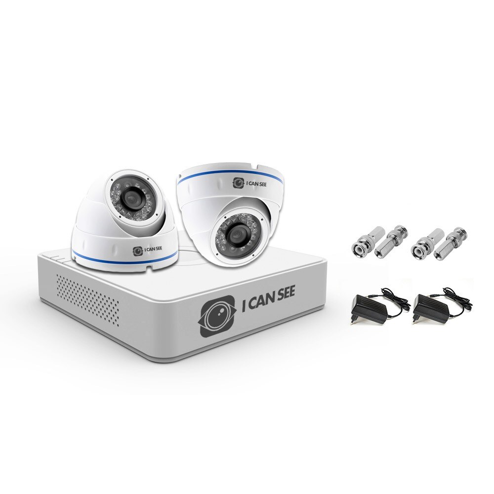 Kit supraveghere ICANSEE cu camere analog, ICS-K52-2A cu doua camere de interior/exterior 520 linii TV, DVR 4 canale 960H, 2 canale audio