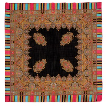 batic din lana original pavlovo posad rusia model quotteremquot 1377-18 multicolor pe fundal negru 89x89cm imagen 17_0_
0