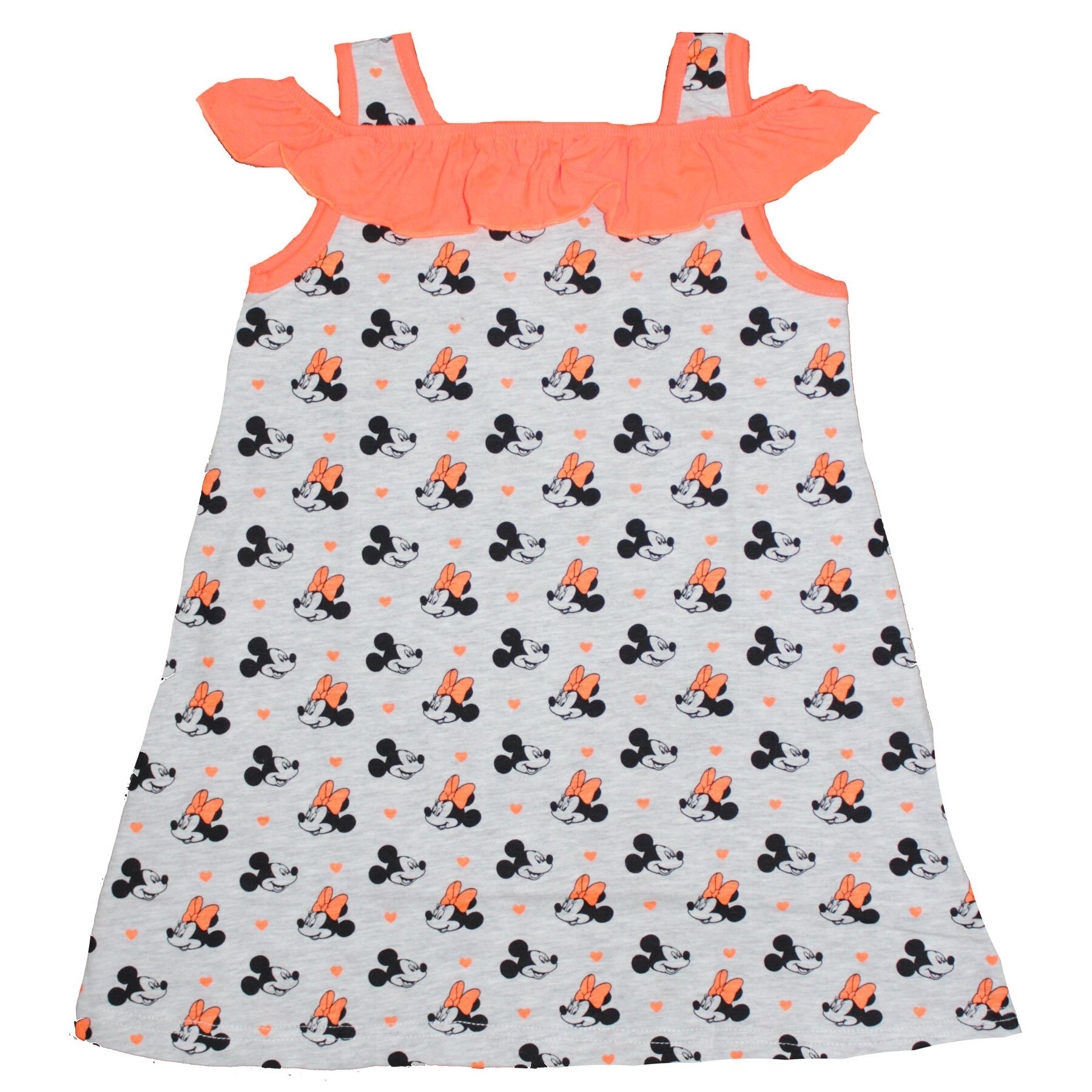 Rochie vara, Minnie Mouse, gri cu portocaliu