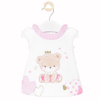 Rochie desene si imprimeu fetita nou-nascuta, Mayoral, alb / roz Rochie desene si imprimeu fetita nou-nascuta, Mayoral, alb / roz