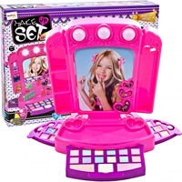 Set Make up Chic pentru fete idealSTORE, Glamour Strawberry, Dimensiuni 24.5 x 15.0 x 29.0 cm, Include o oglinda accesorizata cu lumini LED, Un set complet de produse cosmetice lavabile pentru a crea un aspect cool