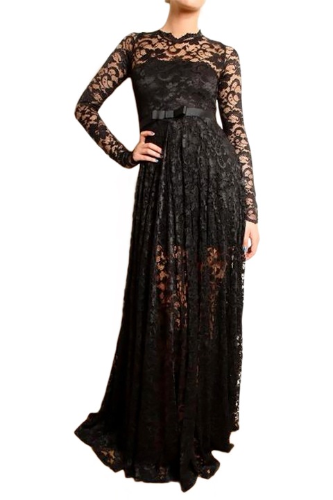 Разкроена рокля от дантела, Eviza, черна, размер S