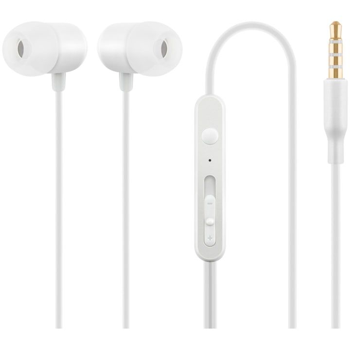 Casti in-ear cu microfon, XO-EP39 87794, conector jack 3.5mm, control pe fir, lungime cablu 115 cm, albe Alb