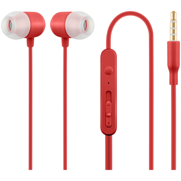 Casti stereo aurite cu microfon si control volum, Fangtuosi Earbuds, cablu flexibil, jack smartphone telefon tableta - model gold