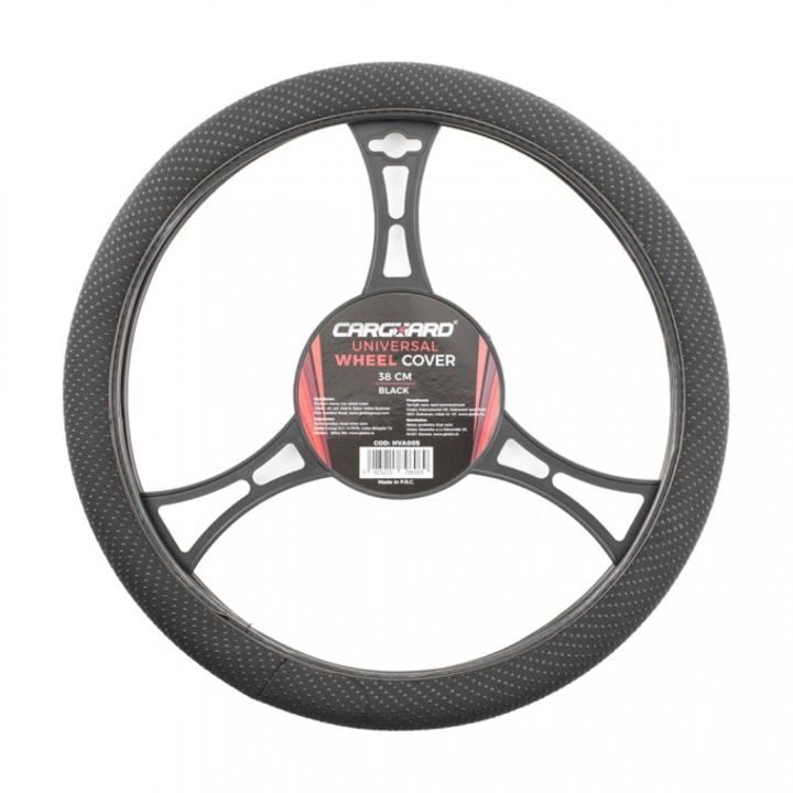 Protector volan - 38 cm - Antiderapant cu bile de masaj - Negru