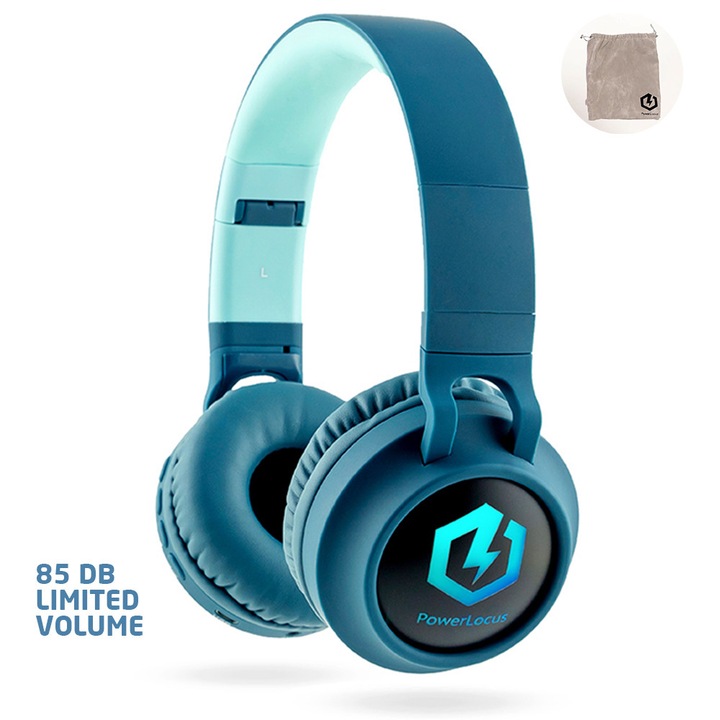 Детски Безжични Bluetooth Слушалки - PowerLocus Buddy, Сини