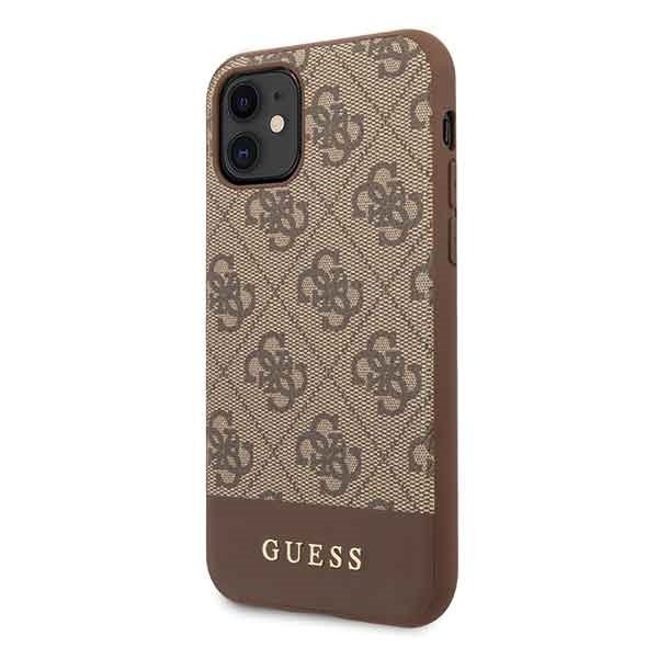 Husa iPhone 11 Guess 4G Stripe Collection Brown
