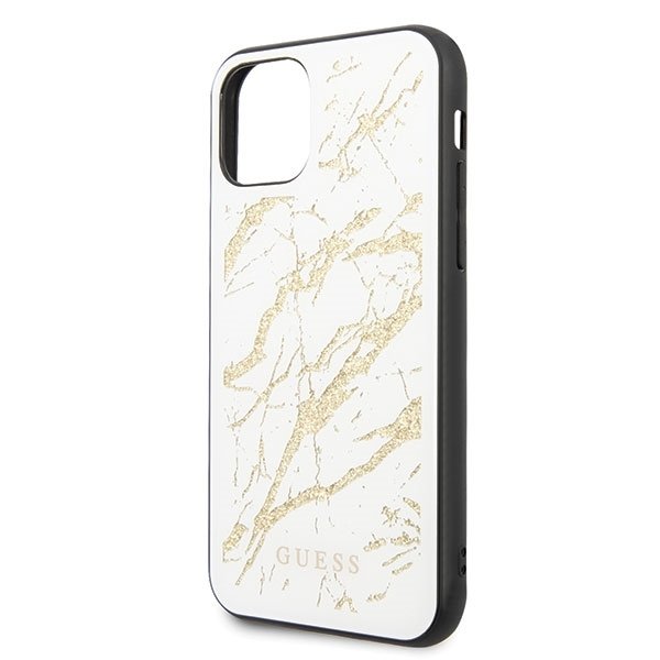 Husa de protectie, Guess Marble Glitter, iPhone 11 Pro Max, Alb/Auriu