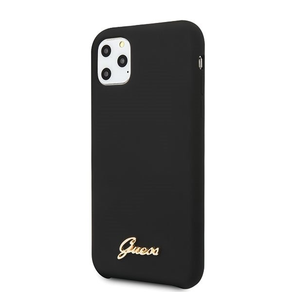 Husa iPhone 11 Pro Guess Silicone Vintage Gold Logo Black