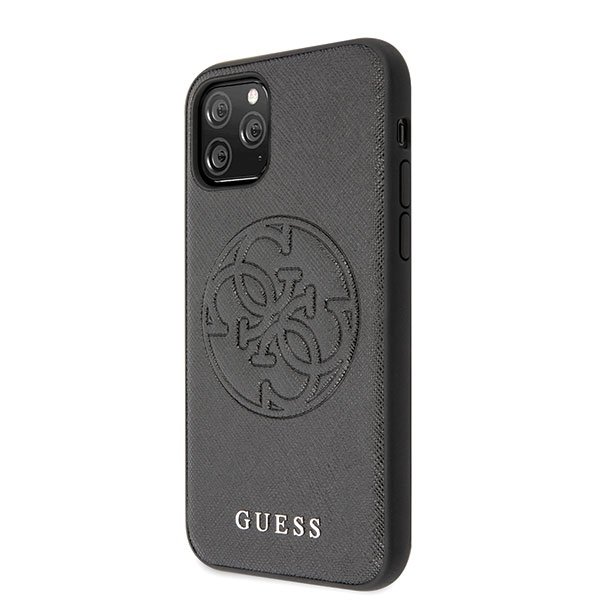 Husa iPhone 11 Guess Saffiano 4G Circle Logo Black