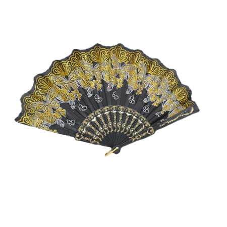 Evantai cu imprimeu de fluturi, D&J Exclussive, auriu