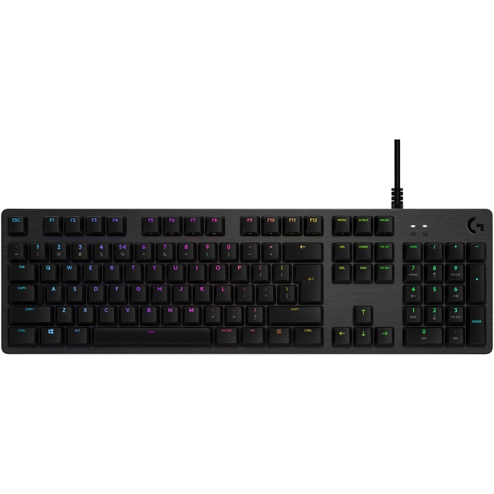 Клавиатура Gaming Logitech G512 RGB Lightsync, Механична, Switch GX Brown, Black Carbon