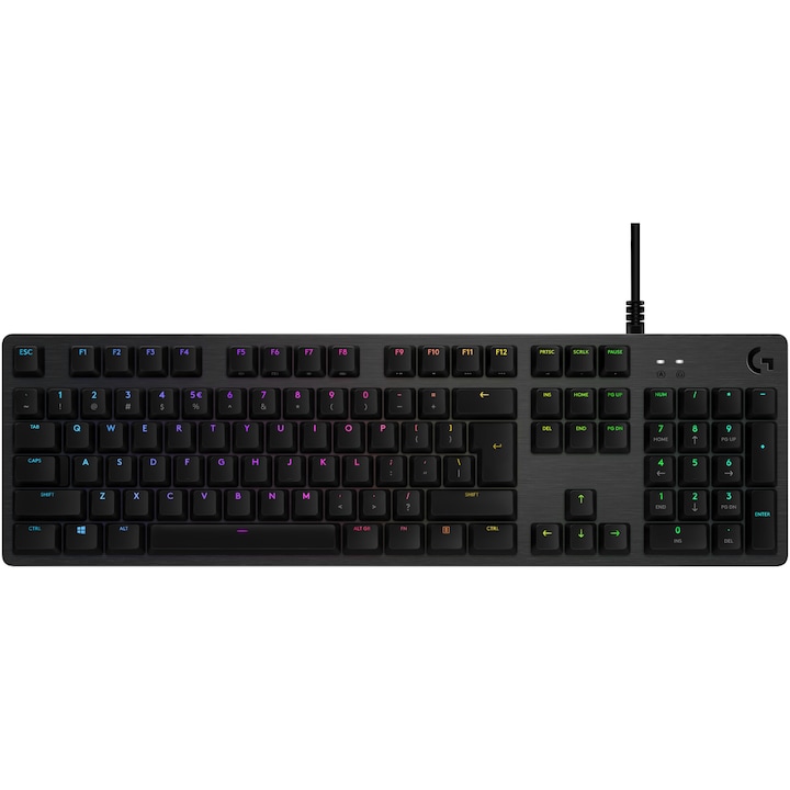 Клавиатура Gaming Logitech G512 RGB Lightsync, Механична, Switch GX Brown, Black Carbon